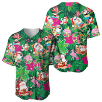 Hawaii Mele Kalikimaka Baseball Jersey Tropical Plants with Santa Claus LT03 - Polynesian Pride