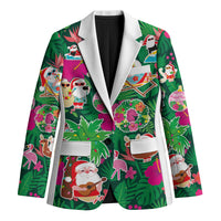Hawaii Mele Kalikimaka Blazer Tropical Plants with Santa Claus LT03 Unisex Multicolor - Polynesian Pride