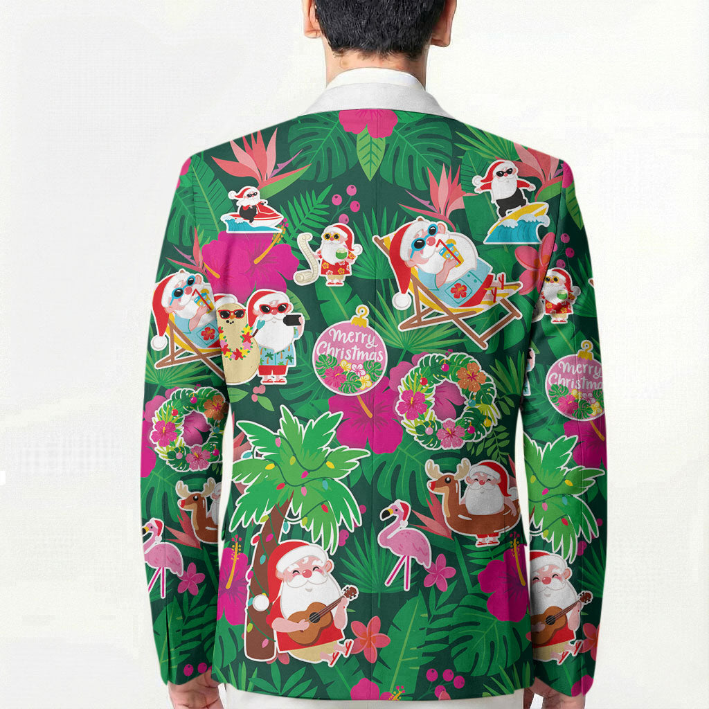 Hawaii Mele Kalikimaka Blazer Tropical Plants with Santa Claus LT03 - Polynesian Pride
