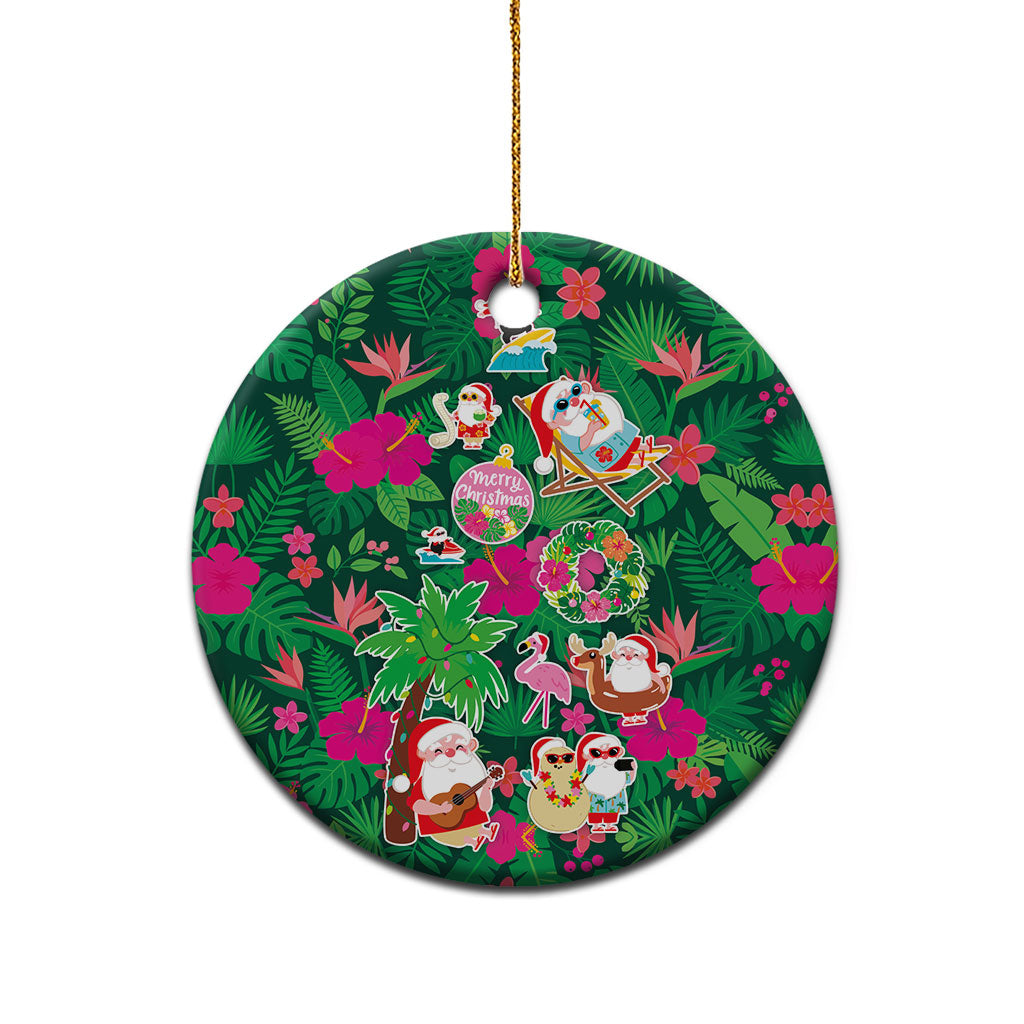 Hawaii Mele Kalikimaka Ceramic Ornament Tropical Plants with Santa Claus LT03 - Polynesian Pride