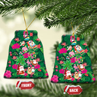 Hawaii Mele Kalikimaka Ceramic Ornament Tropical Plants with Santa Claus LT03 Bell Flake Multicolor - Polynesian Pride