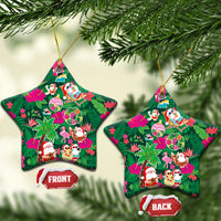 Hawaii Mele Kalikimaka Ceramic Ornament Tropical Plants with Santa Claus LT03 Star Multicolor - Polynesian Pride