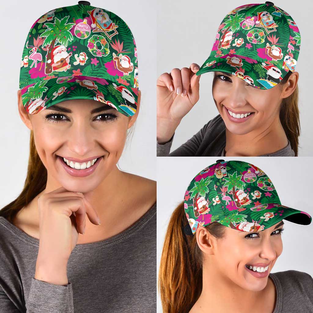 Hawaii Mele Kalikimaka Classic Cap Tropical Plants with Santa Claus LT03 - Polynesian Pride