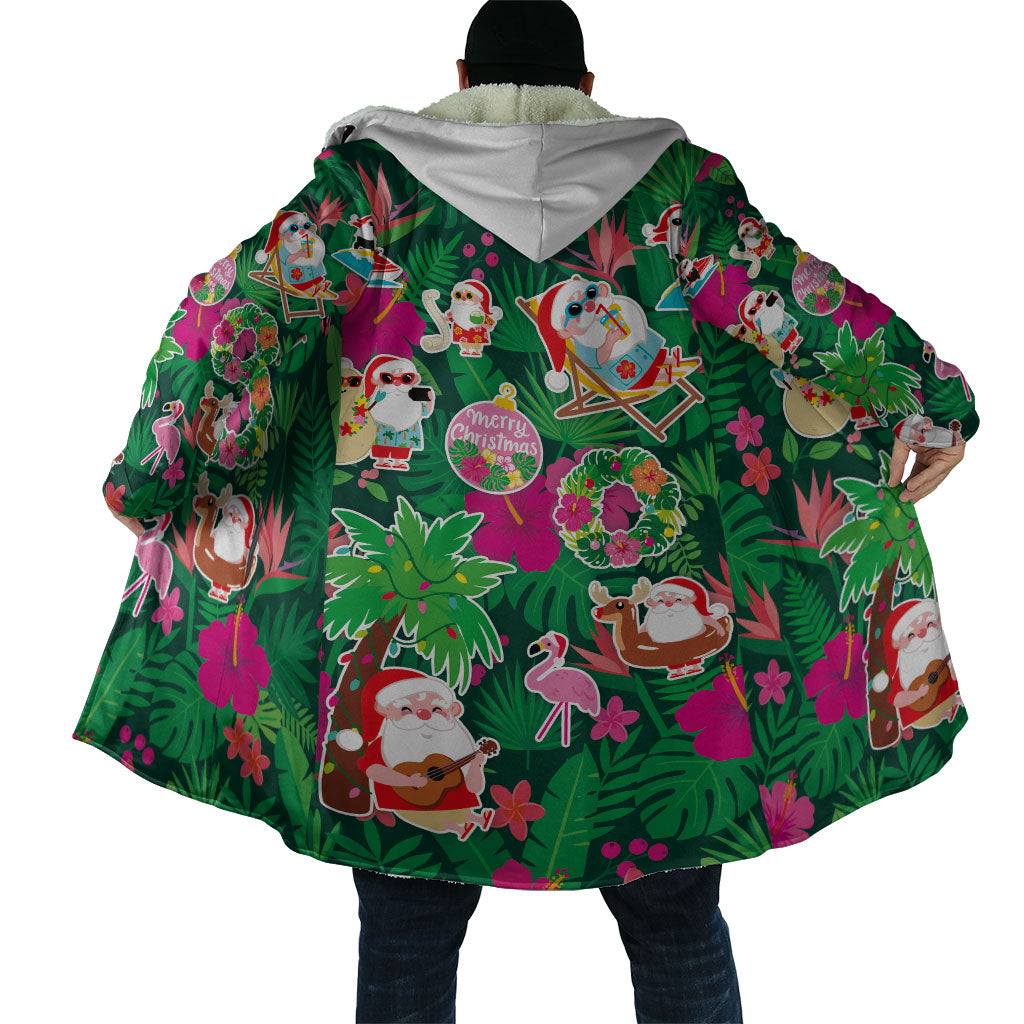 Hawaii Mele Kalikimaka Cloak Tropical Plants with Santa Claus LT03 - Polynesian Pride