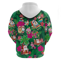 Hawaii Mele Kalikimaka Hoodie Tropical Plants with Santa Claus LT03 - Polynesian Pride