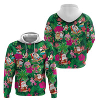 Hawaii Mele Kalikimaka Hoodie Tropical Plants with Santa Claus LT03 - Polynesian Pride