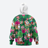 Hawaii Mele Kalikimaka Hoodie Tropical Plants with Santa Claus LT03 - Polynesian Pride