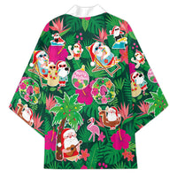 Hawaii Mele Kalikimaka Kimono Tropical Plants with Santa Claus LT03 - Polynesian Pride