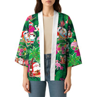 Hawaii Mele Kalikimaka Kimono Tropical Plants with Santa Claus LT03 - Polynesian Pride