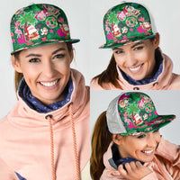 Hawaii Mele Kalikimaka Mesh Trucker Cap Tropical Plants with Santa Claus LT03 - Polynesian Pride