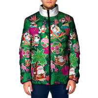 Hawaii Mele Kalikimaka Padded Jacket Tropical Plants with Santa Claus LT03 Men Multicolor - Polynesian Pride