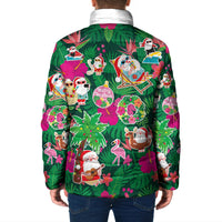 Hawaii Mele Kalikimaka Padded Jacket Tropical Plants with Santa Claus LT03 - Polynesian Pride