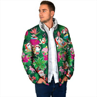 Hawaii Mele Kalikimaka Padded Jacket Tropical Plants with Santa Claus LT03 - Polynesian Pride
