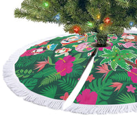 Hawaii Mele Kalikimaka Tree Skirt Tropical Plants with Santa Claus LT03 - Polynesian Pride