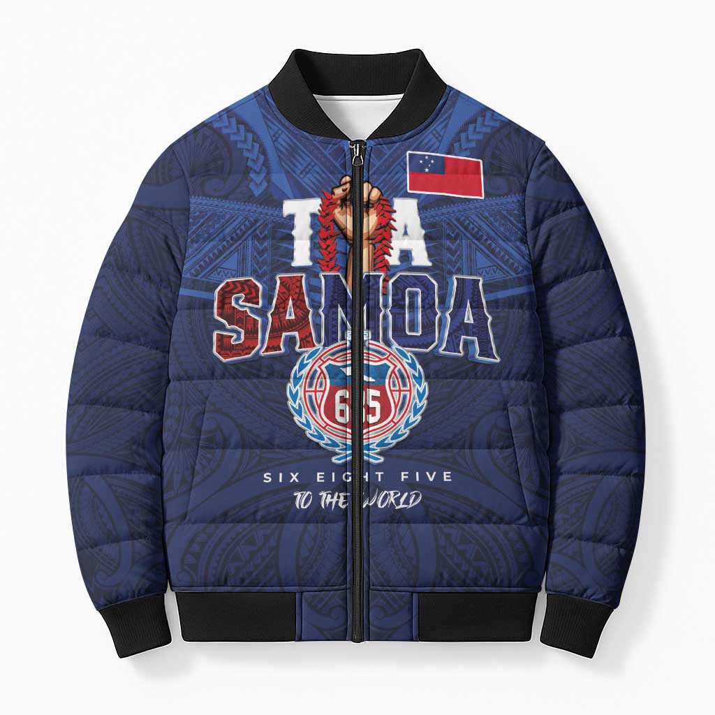 Custom Rugby Toa Samoa Bomber Puffer Jacket Champions Six Eight Five - Polynesian Pride