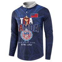 Custom Rugby Toa Samoa Button Sweatshirt Champions Six Eight Five - Polynesian Pride