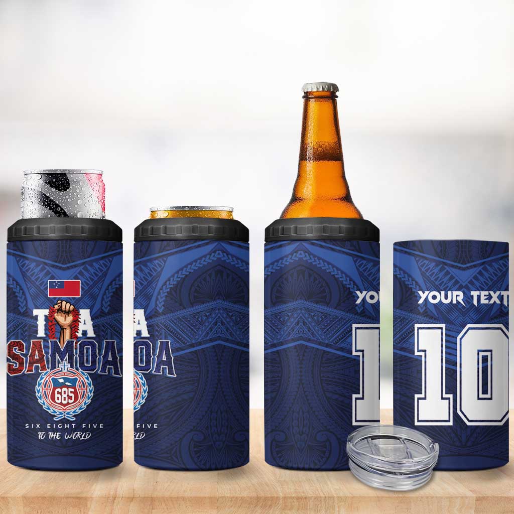 Custom Rugby Toa Samoa 4 in 1 Can Cooler Tumbler Champions Six Eight Five - Polynesian Pride
