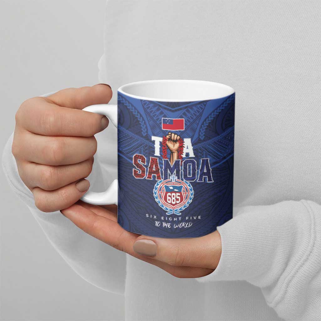 Custom Rugby Toa Samoa Ceramic Mug Champions Six Eight Five - Polynesian Pride