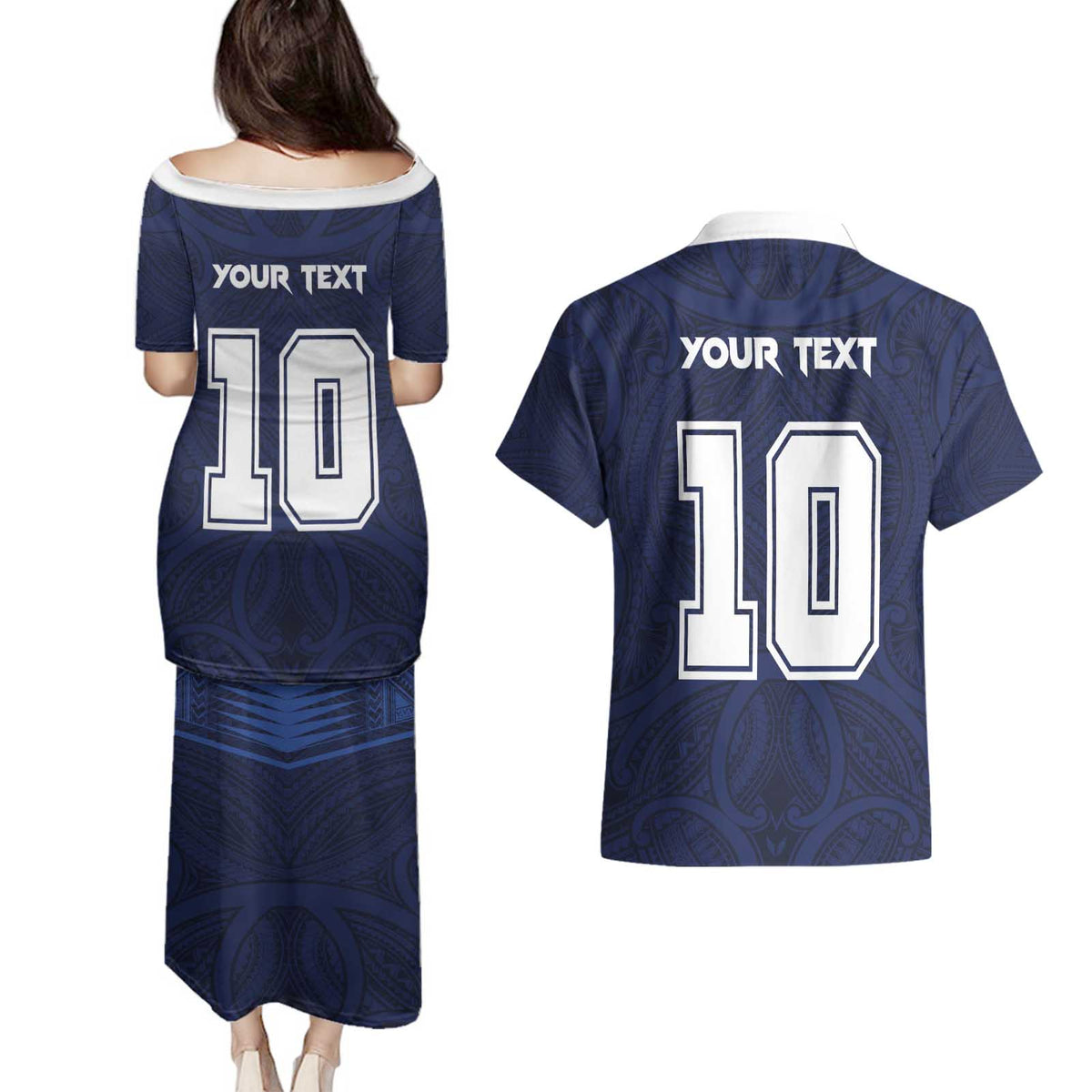 Custom Rugby Toa Samoa Couples Matching Puletasi and Hawaiian Shirt Champions Six Eight Five - Polynesian Pride