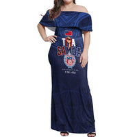 Custom Rugby Toa Samoa Off Shoulder Maxi Dress Champions Six Eight Five - Polynesian Pride