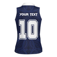 Custom Rugby Toa Samoa Women Sleeveless Polo Shirt Champions Six Eight Five - Polynesian Pride