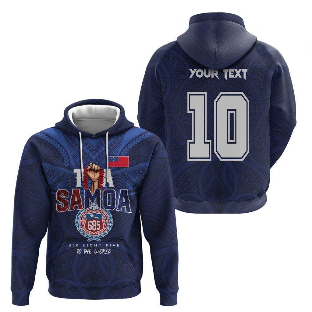 Custom Rugby Toa Samoa Zip Hoodie Champions Six Eight Five - Polynesian Pride