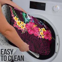 Hawaiian Plumeria and Hibiscus with Turtles Bathroom Set Polynesian Art Red Color - Polynesian Pride