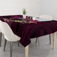 Hawaiian Plumeria and Hibiscus with Turtles Tablecloth Polynesian Art Red Color - Polynesian Pride