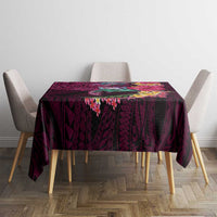 Hawaiian Plumeria and Hibiscus with Turtles Tablecloth Polynesian Art Red Color - Polynesian Pride
