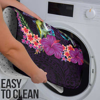 Hawaiian Plumeria and Hibiscus with Turtles Bathroom Set Polynesian Art Purple Color - Polynesian Pride