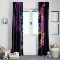 Hawaiian Plumeria and Hibiscus with Turtles Window Curtain Polynesian Art Purple Color - Polynesian Pride