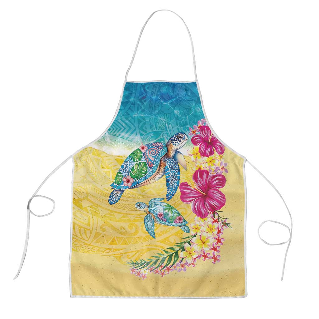 Hawaiian Tropical Plants Turtles Apron Watercolor Style - Polynesian Pride