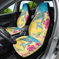 Hawaiian Tropical Plants Turtles Car Seat Cover Watercolor Style - Polynesian Pride