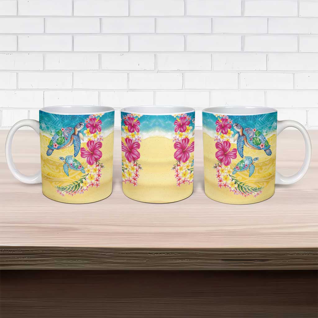 Hawaiian Tropical Plants Turtles Ceramic Mug Watercolor Style - Polynesian Pride