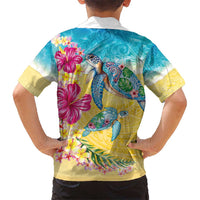 Hawaiian Tropical Plants Turtles Kid Hawaiian Shirt Watercolor Style - Polynesian Pride