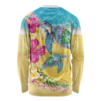 Hawaiian Tropical Plants Turtles Long Sleeve Shirt Watercolor Style - Polynesian Pride