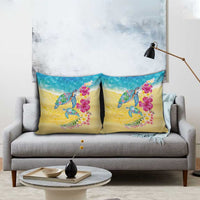 Hawaiian Tropical Plants Turtles Pillow Cover Watercolor Style - Polynesian Pride