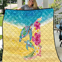 Hawaiian Tropical Plants Turtles Quilt Watercolor Style - Polynesian Pride