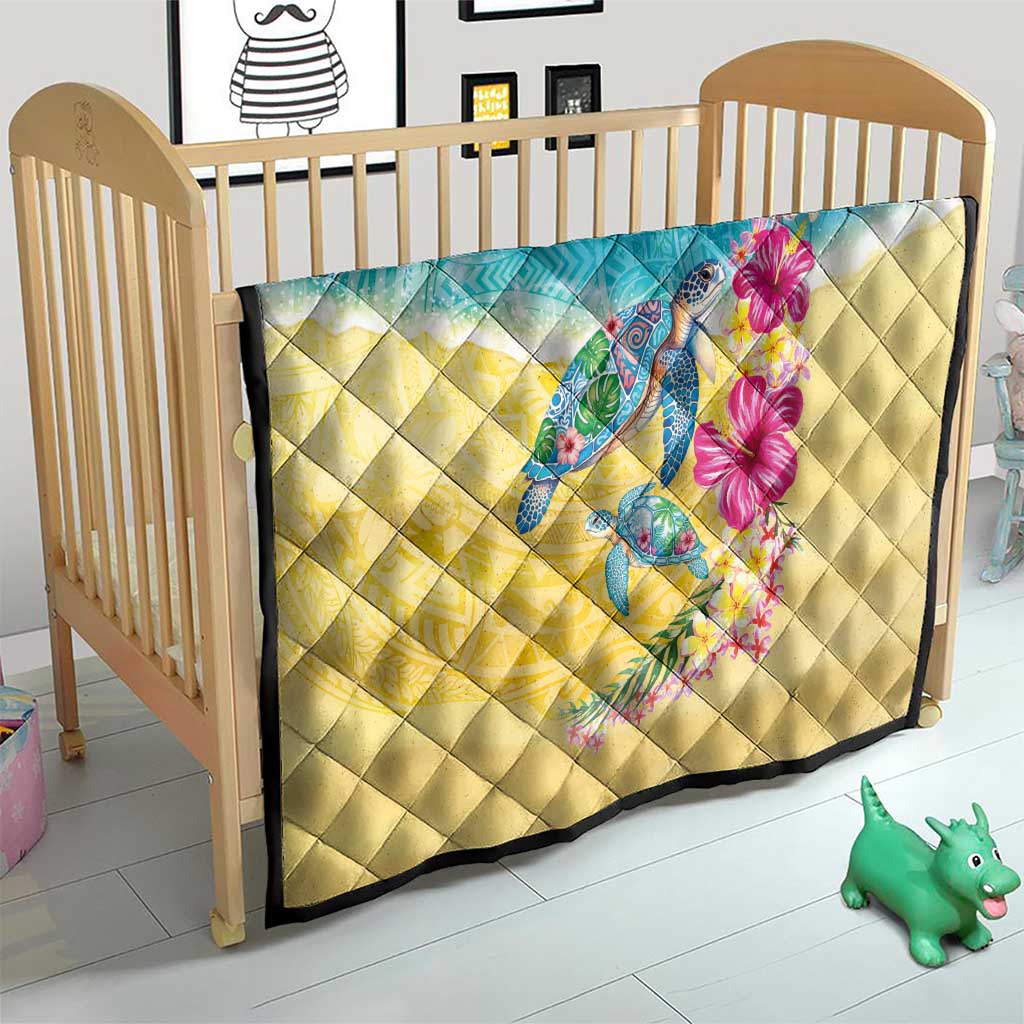 Hawaiian Tropical Plants Turtles Quilt Watercolor Style - Polynesian Pride