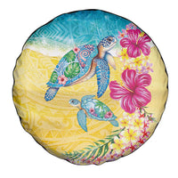 Hawaiian Tropical Plants Turtles Spare Tire Cover Watercolor Style - Polynesian Pride