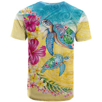 Hawaiian Tropical Plants Turtles T Shirt Watercolor Style - Polynesian Pride