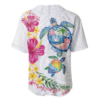 Hawaiian Abstract Art Turtles Baseball Jersey with Plumeria and Hibiscus - Polynesian Pride