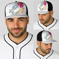 Hawaiian Abstract Art Turtles Baseball Net Cap with Plumeria and Hibiscus - Polynesian Pride