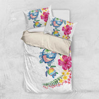 Hawaiian Abstract Art Turtles Bedding Set with Plumeria and Hibiscus - Polynesian Pride