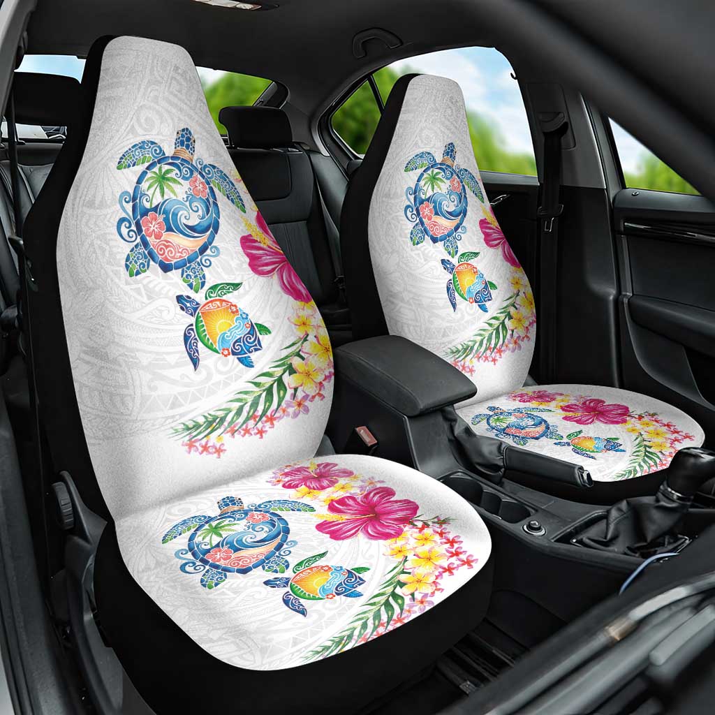 Hawaiian Abstract Art Turtles Car Seat Cover with Plumeria and Hibiscus - Polynesian Pride