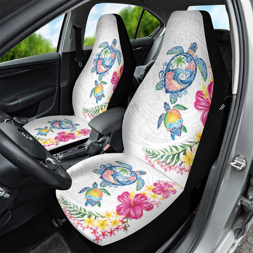 Hawaiian Abstract Art Turtles Car Seat Cover with Plumeria and Hibiscus - Polynesian Pride