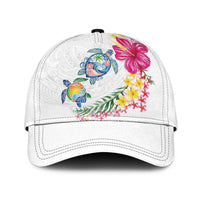 Hawaiian Abstract Art Turtles Classic Cap with Plumeria and Hibiscus - Polynesian Pride