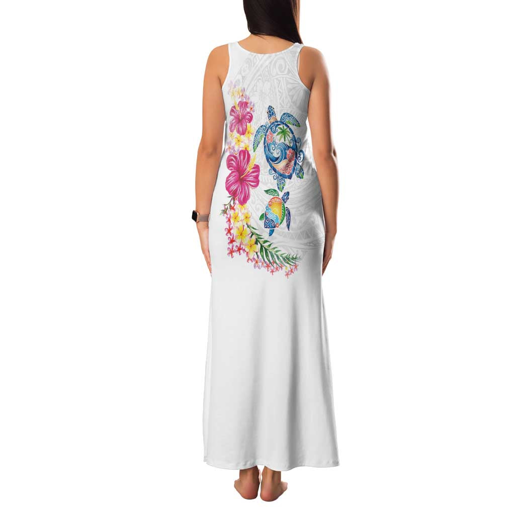 Hawaiian Abstract Art Turtles Family Matching Tank Maxi Dress and Hawaiian Shirt with Plumeria and Hibiscus - Polynesian Pride