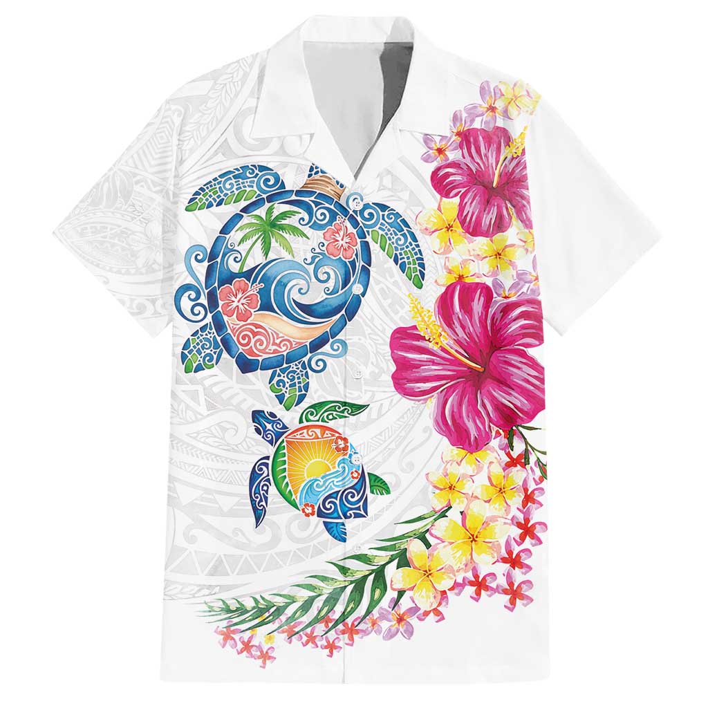 Hawaiian Abstract Art Turtles Hawaiian Shirt with Plumeria and Hibiscus - Polynesian Pride