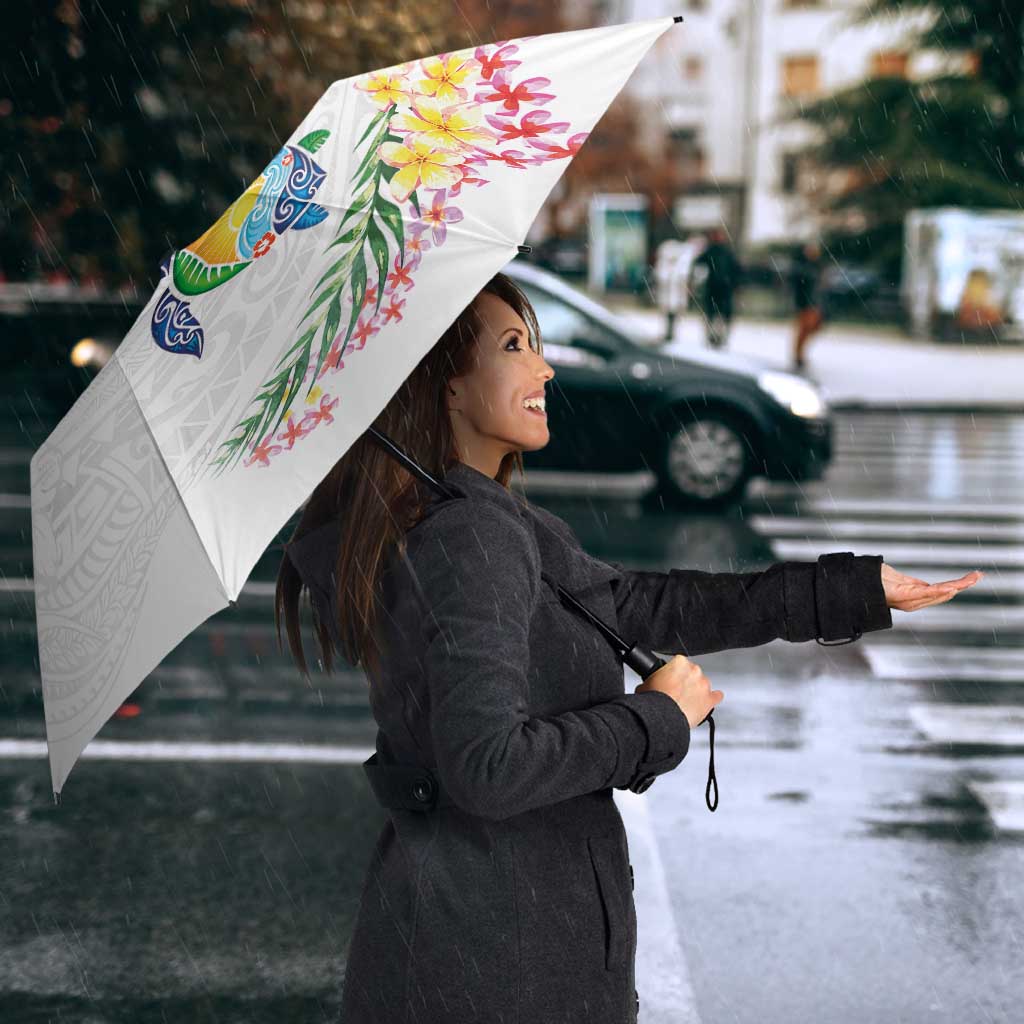 Hawaiian Abstract Art Turtles Umbrella with Plumeria and Hibiscus - Polynesian Pride